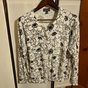 Lands End, Cardigan - Black & White, Size XL